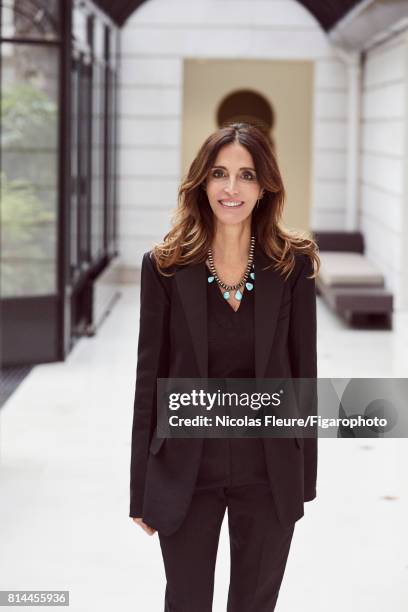 Founder and Artistic Director of Sandro Woman Evelyne Chetrite is photographed for Madame Figaro on March 8, 2017 in Paris, France. Jacket and pants...