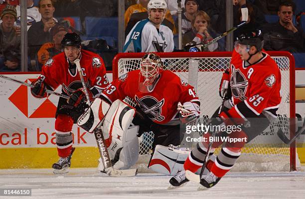 Hockey: Buffalo Sabres goalie Martin Biron in action vs San Jose Sharks, Buffalo, NY 12/2/2005