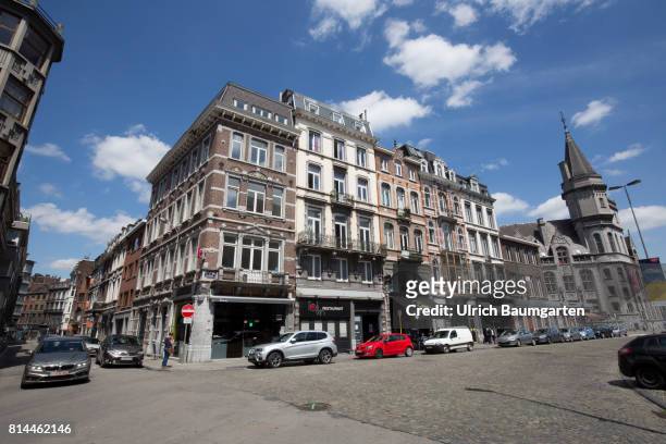 Liege is Belgium's second largest city in the Walloon Region. Street scene in the city center.