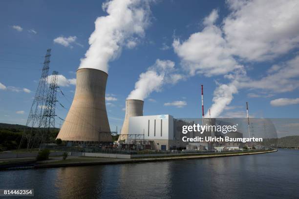 Exterior view Nuclear power station Tihange at the river Maas in Belgium.