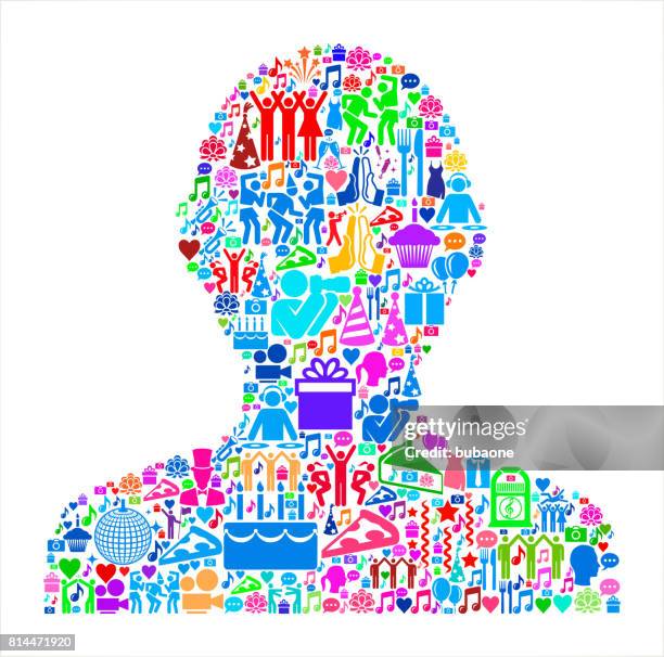 human silhouette birthday celebration vector icon pattern - hand camera isolated stock illustrations