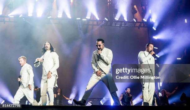 Brian Littrell, Kevin Richardson, AJ McLean and Howie Dorough of Backstreet Boys performs onstage headlining Day 4 of the 50th Festival D'ete De...