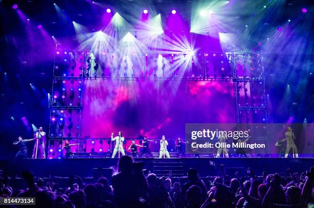 Howie Dorough, Kevin Richardson,Nick Carter, AJ McLean and Brian Littrell of Backstreet Boys performs onstage headlining Day 4 of the 50th Festival...