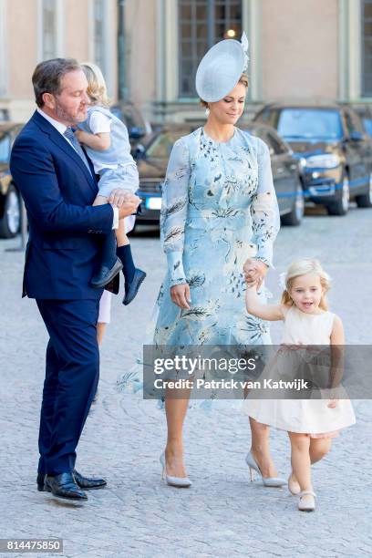 Princess Madeleine of Sweden, Chris O'Neill, Princess Leonore of Sweden and Prince Nicolas of Sweden arrive for a thanksgiving service on the...