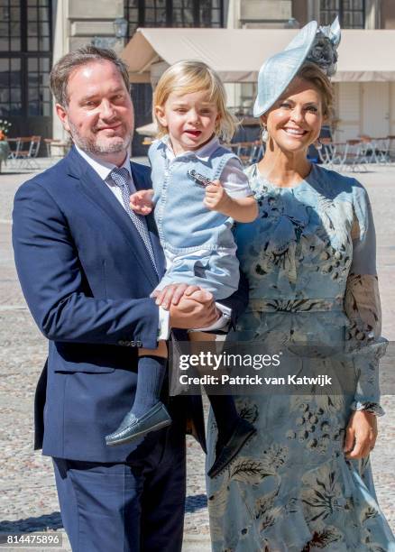 Princess Madeleine of Sweden, Chris O'Neill, Princess Leonore of Sweden and Prince Nicolas of Sweden arrive for a thanksgiving service on the...