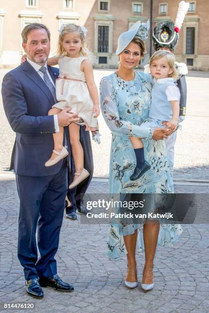 Princess Madeleine of Sweden, Chris O'Neill, Princess Leonore of Sweden and Prince Nicolas of Sweden arrive for a thanksgiving service on the...