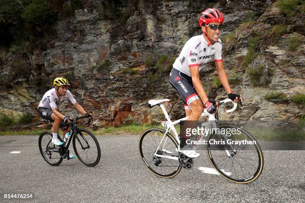 Alberto Contador Velasco of Spain riding for Trek - Segafredo and Mikel Landa of Spain riding for Team Sky ride during stage 13 of the 2017 Le Tour...