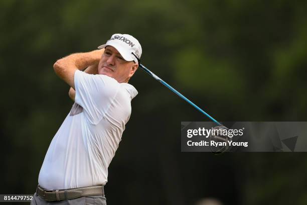 Steve Flesch plays his shot from the fourth tee during the second round of the PGA TOUR Champions Constellation SENIOR PLAYERS Championship at Caves...