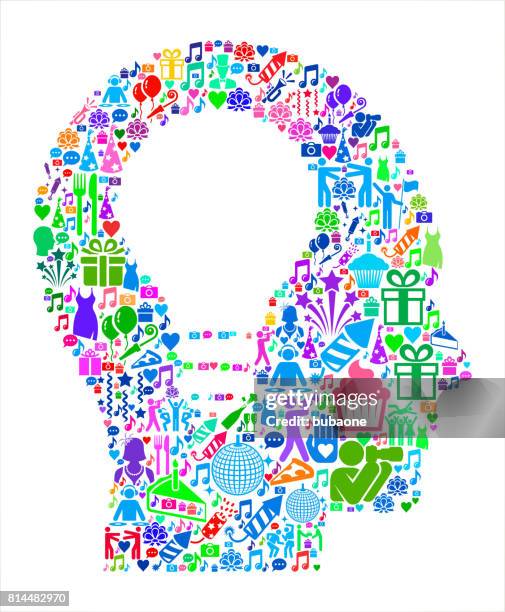 idea head birthday celebration vector icon pattern - man dancing alone stock illustrations