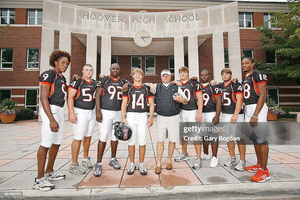 Portrait of Hoover High Byron Clear , Ryan Pugh , Kerry Murphy , QB