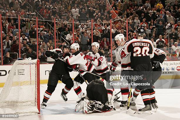 Hockey: New Jersey Devils Richard Matvichuk in action vs Philadelphia Flyers, Philadelphia, PA