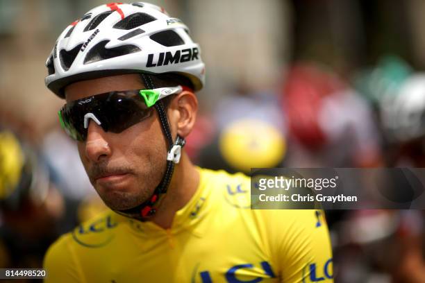 Fabio Aru of Italy riding for Astana Pro Team in the leader's jersey waits at the start line during stage 13 of the 2017 Le Tour de France, a 101km...
