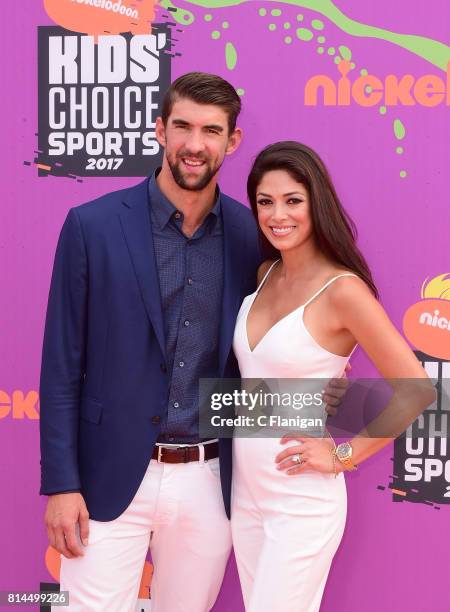 Olympic Swimmer Michael Phelps and wife Nicole Johnson attend the 2017 Nickelodeon Kids' Choice Sports Awards at Pauley Pavilion on July 13, 2017 in...