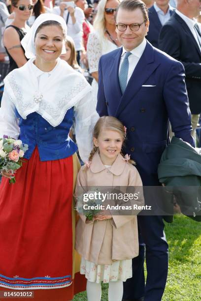 Prince Daniel of Sweden, Princess Estelle of Sweden and Crown Princess Victoria of Sweden attend the celebrations of Crown Princess Victoria of...