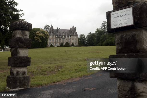 Picture taken on July 13, 2017 shows the Etcharry castle near Saint-Palais in the Pyrenees Atlantique. The Association for Rural Training put the...