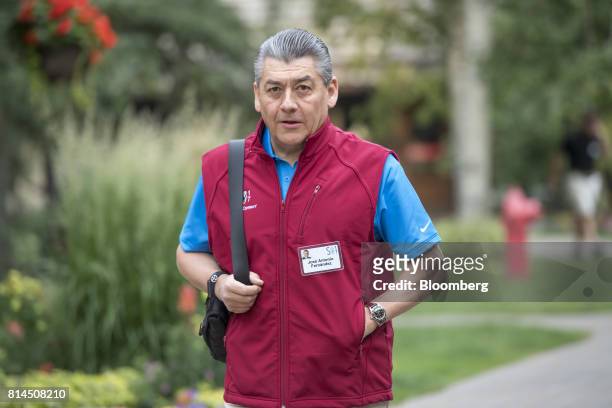 Jose Antonio Fernandez Carbajal, chairman of Fomento Economico Mexicano Sab, arrives for the morning sessions during the Allen & Co. Media and...