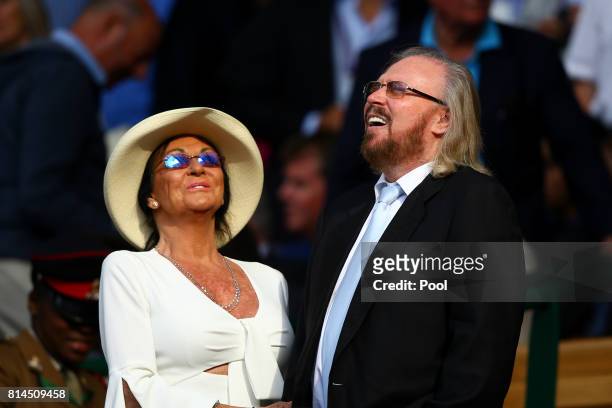 Barry Gibb looks on from the centre court royal box on day eleven of the Wimbledon Lawn Tennis Championships at the All England Lawn Tennis and...