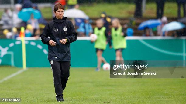 Coach Maren Meinert of Germany during the international friendly match between U19 Women's Germany and U19 Women's USA at OBI Arena on July 2, 2017...