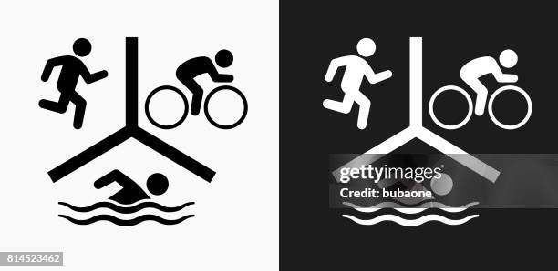 sports icon on black and white vector backgrounds - running black background stock illustrations