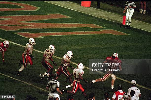 College Football: Orange Bowl, Nebraska Cory Schlesinger in action, scoring TD vs Miami, Miami, FL 1/1/1995