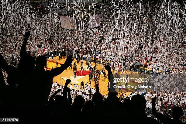 Basketball: NBA Finals, Aerial view of American Airlines Arena after Dallas Mavericks vs Miami Heat Game 5, Miami, FL 6/18/2006