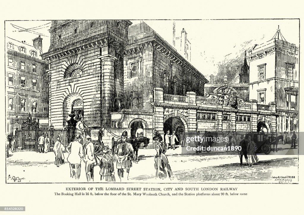 Gare de Lombard Street, ville et chemin de fer du sud de Londres, 1899