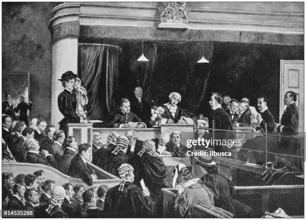 antique photo of paintings: trial for bigamy - bigamy stock illustrations