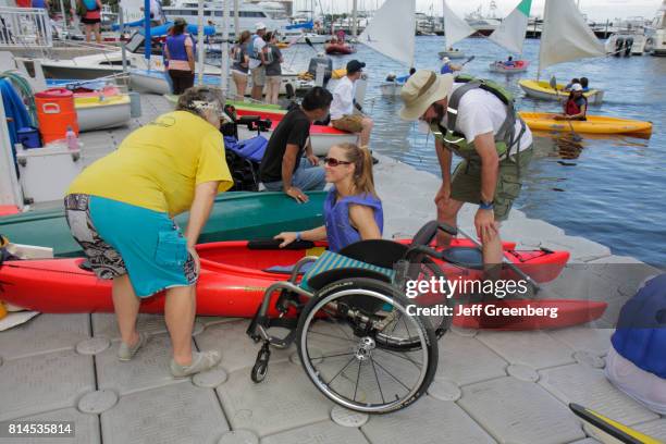 Handicapped woman in a kayak at the No Barriers Festival.