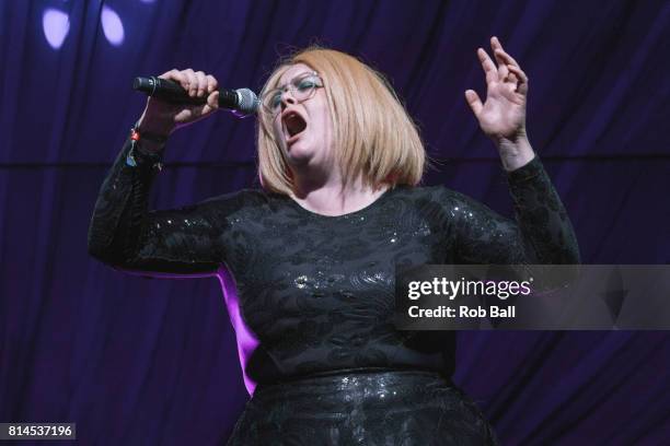 Jade Adams impersonates Adele on the Comedy Stage at Latitude Festival at Henham Park Estate on July 14, 2017 in Southwold, England.