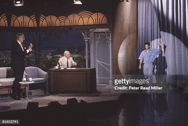Tennis: Pete Sampras on The Tonight Show with Johnny Carson and Ed McMahon after winning US Open, Palos Verdes, CA 9/14/1990