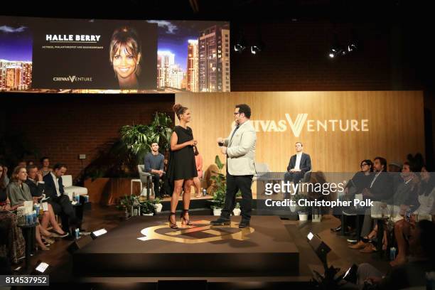 Actors Halle Berry and Josh Gad at The Chivas Venture $1m Global Startup Competition at LADC Studios on July 13, 2017 in Los Angeles, California.