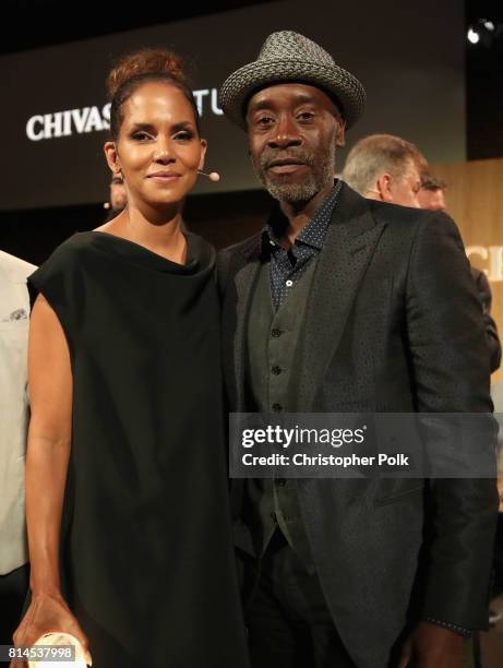 Actors Halle Berry and Don Cheadle at The Chivas Venture $1m Global Startup Competition at LADC Studios on July 13, 2017 in Los Angeles, California.