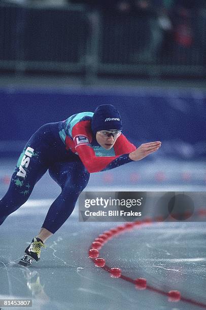 Speed Skating: 1994 Winter Olympics, USA Bonnie Blair in action during 1000M competition, Hamar, NOR 2/23/1994