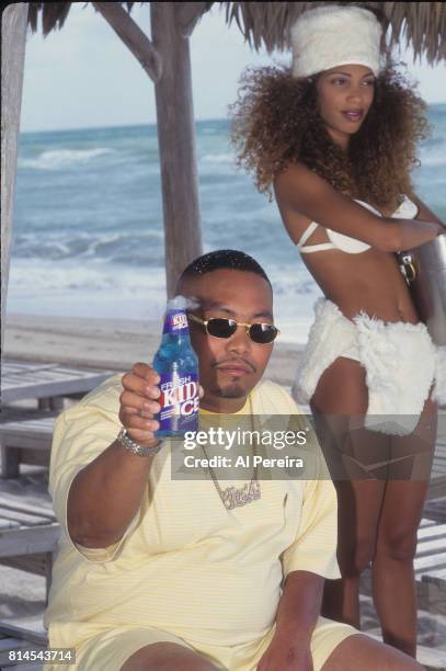Rapper Fresh Kid Ice of The 2 Live Crew is shown filming the "Shake A Lil' Somethin'" video in June of 1996 in the South Beach neighborhood of Miami...