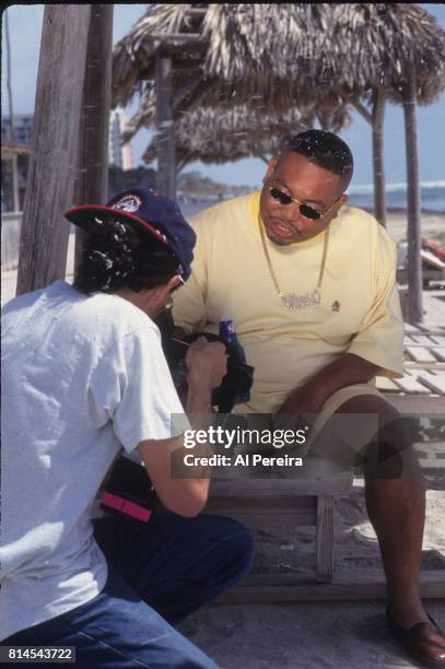 Rapper Fresh Kid Ice of The 2 Live Crew is shown filming the "Shake A Lil' Somethin'" video in June of 1996 in the South Beach neighborhood of Miami...