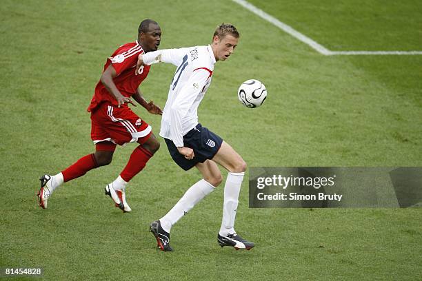 Soccer: World Cup, England Peter Crouch in action vs Trinidad & Tobago Cyd Gray , Nuremberg, Germany 6/15/2006