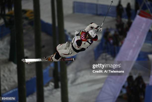 Freestyle Skiing: 2006 Winter Olympics, USA Travis Cabral in action during Moguls Final at Jouvenceaux, Sauze d'Oulx, Italy 2/15/2006