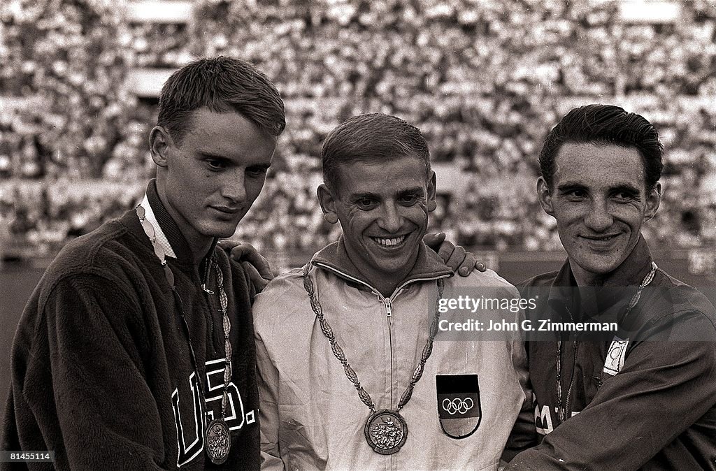 USA David Sime, DEU Armin Hary, and GBR Peter Radford, 1960 Summer Olympics