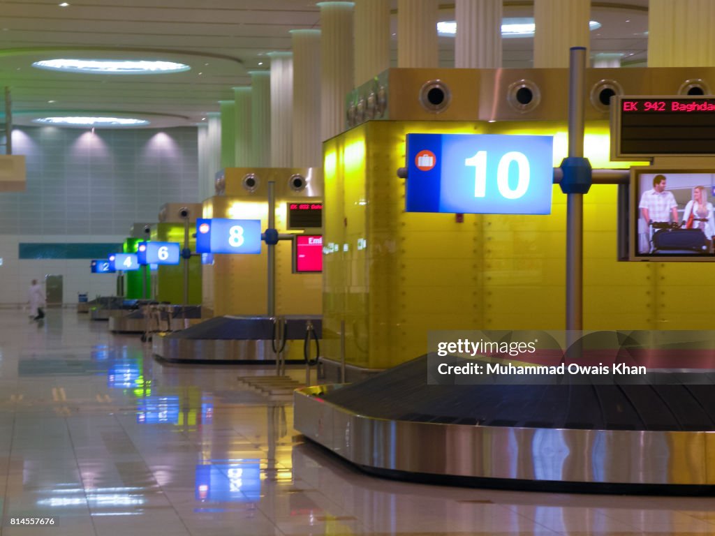 Luggage carousel at Terminal 3, Dubai Airport