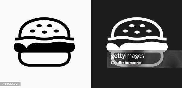 ilustraciones, imágenes clip art, dibujos animados e iconos de stock de hamburguesa de icono en blanco y negro vector fondos - hamburguesa