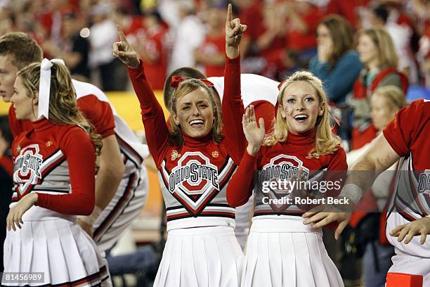 College Football: BCS National Championship, Ohio State cheerleaders during game vs Florida, Glendale, AZ 1/8/2007