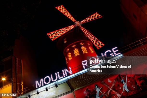 Shows RED WINDMILL, Montmartre Paris, France.