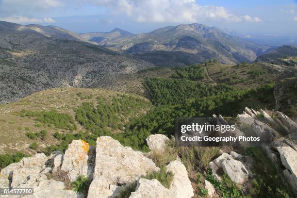 Carboniferous limestone karst scenery, near Benimaurell, Vall de Laguar, Marina Alta, Alicante province, Spain.