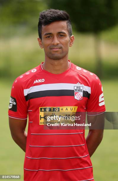 Ahmed Waseem Razeek of Rot-Weiss Erfurt poses during the team presentation at on July 7, 2017 in Erfurt, Germany.