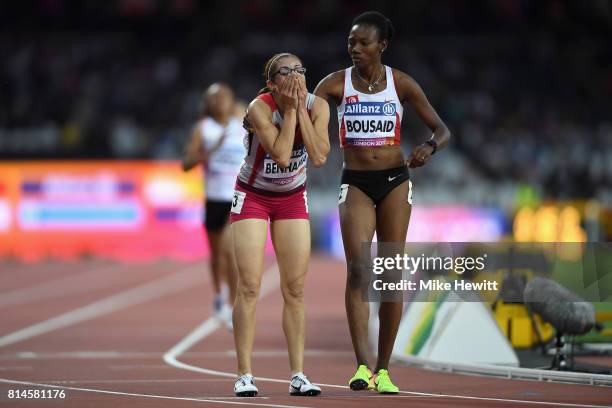 Sanaa Benhama of Morocco celebrates winning the Women's 1500m T13 Final during the IPC World ParaAthletics Championships 2017 at London Stadium on...