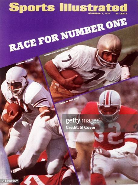 November 9, 1970 Sports Illustrated via Getty Images Cover, College Football: Notre Dame QB Joe Theismann in action vs Missouri, Jefferson City, MO...