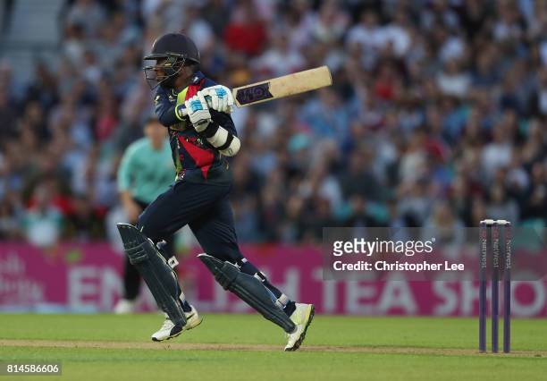 Daniel Bell-Drummond of Kent in action during the NatWest T20 Blast match between Surrey and Kent at The Kia Oval on July 14, 2017 in London, England.