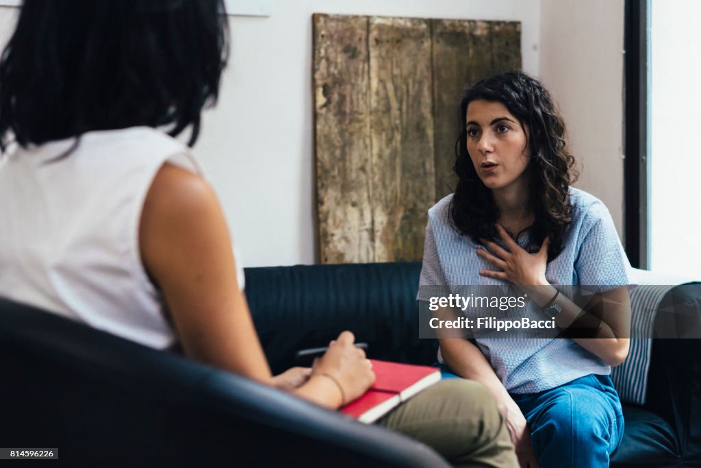 Woman during a psychotherapy session