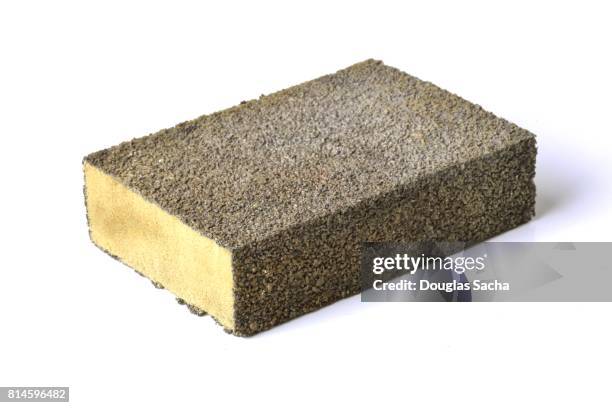 carpenters sanding sponge block on a white background - metal sanding stock pictures, royalty-free photos & images