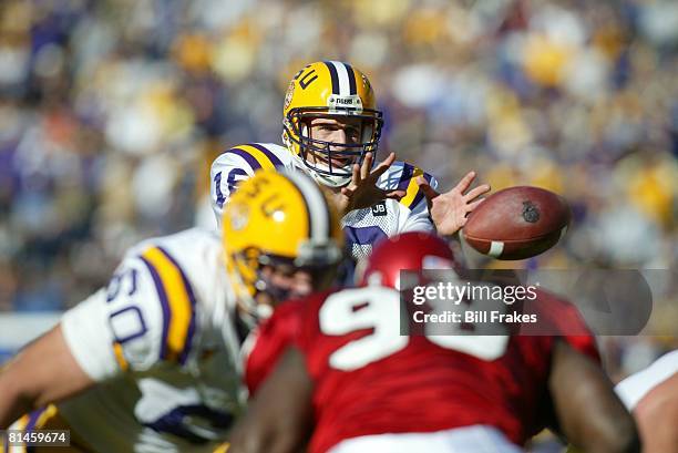 Coll, Football: Louisiana State QB Matt Mauck in action vs Arkansas, Baton Rouge, LA